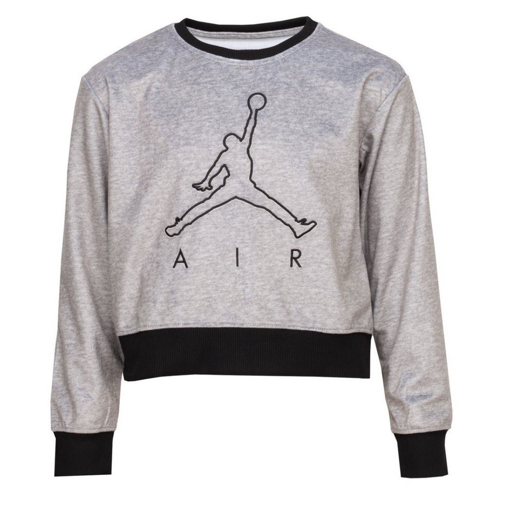 Jordan Air Jumpman Cropped Sweatshirt Grey Black Youth XXL 14-16 5715-042